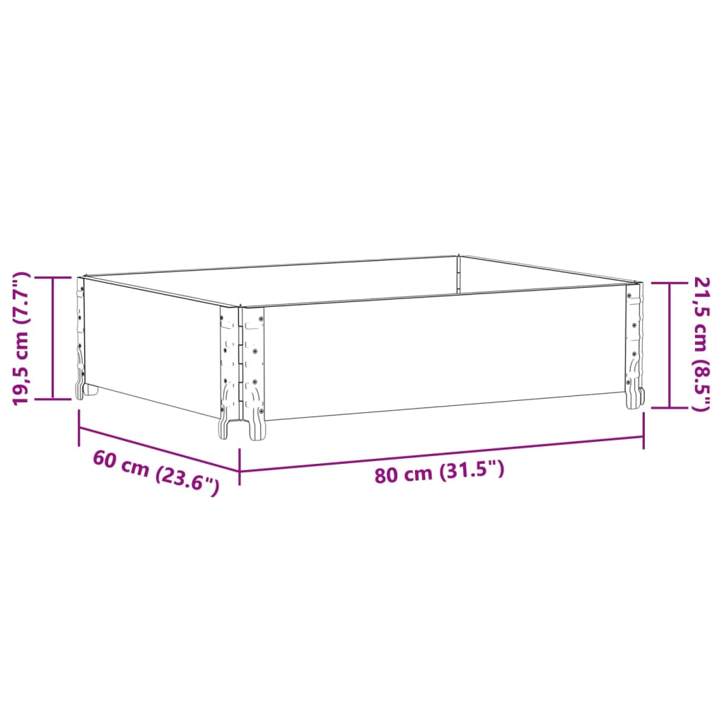 vidaXL Ζαρντινιέρα Κήπου Γκρι 80x60 εκ. από Μασίφ Ξύλο Πεύκου