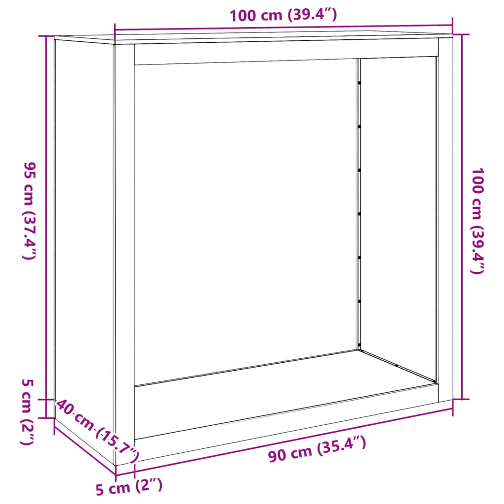 vidaXL Ράφι Καυσόξυλων Μαύρο 100x40x100 εκ. Ατσάλινο