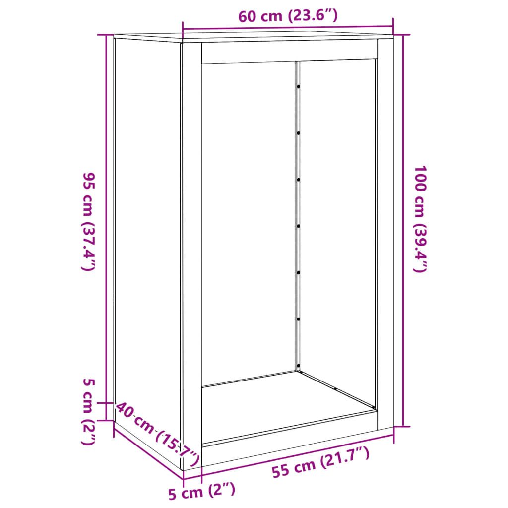 vidaXL Ράφι Καυσόξυλων Ανθρακί 60x40x100 εκ. Ατσάλινο