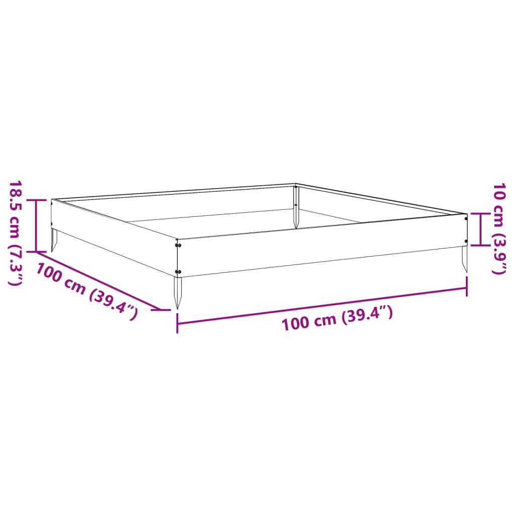 vidaXL Ζαρντινιέρα 100 x 100 x 18,5 εκ. από Ανοξείδωτο Ατσάλι