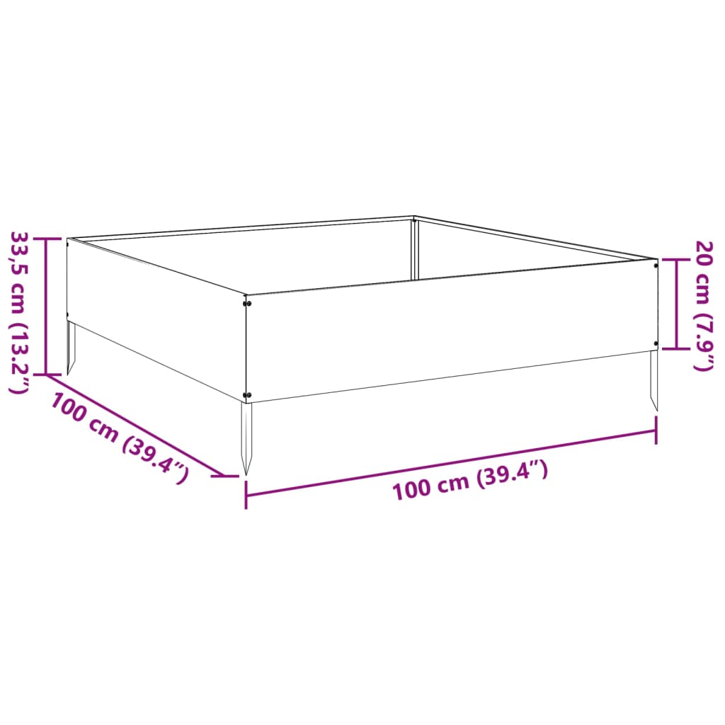 vidaXL Ζαρντινιέρα Υπερυψωμένη Λαδί 100x100x33,5 εκ. Ατσάλι