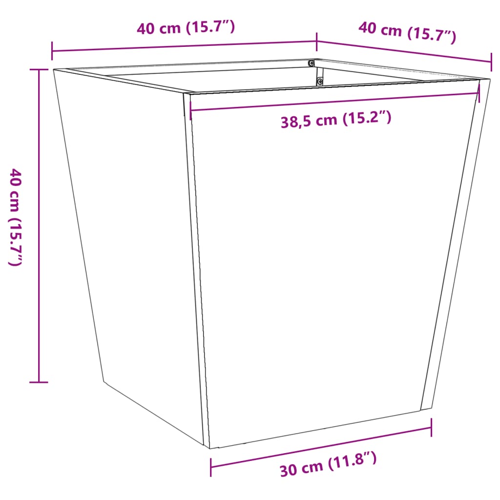 vidaXL Ζαρντινιέρα Κήπου 40x40x40 cm Ατσάλι σκληρυθέν στον αέρα