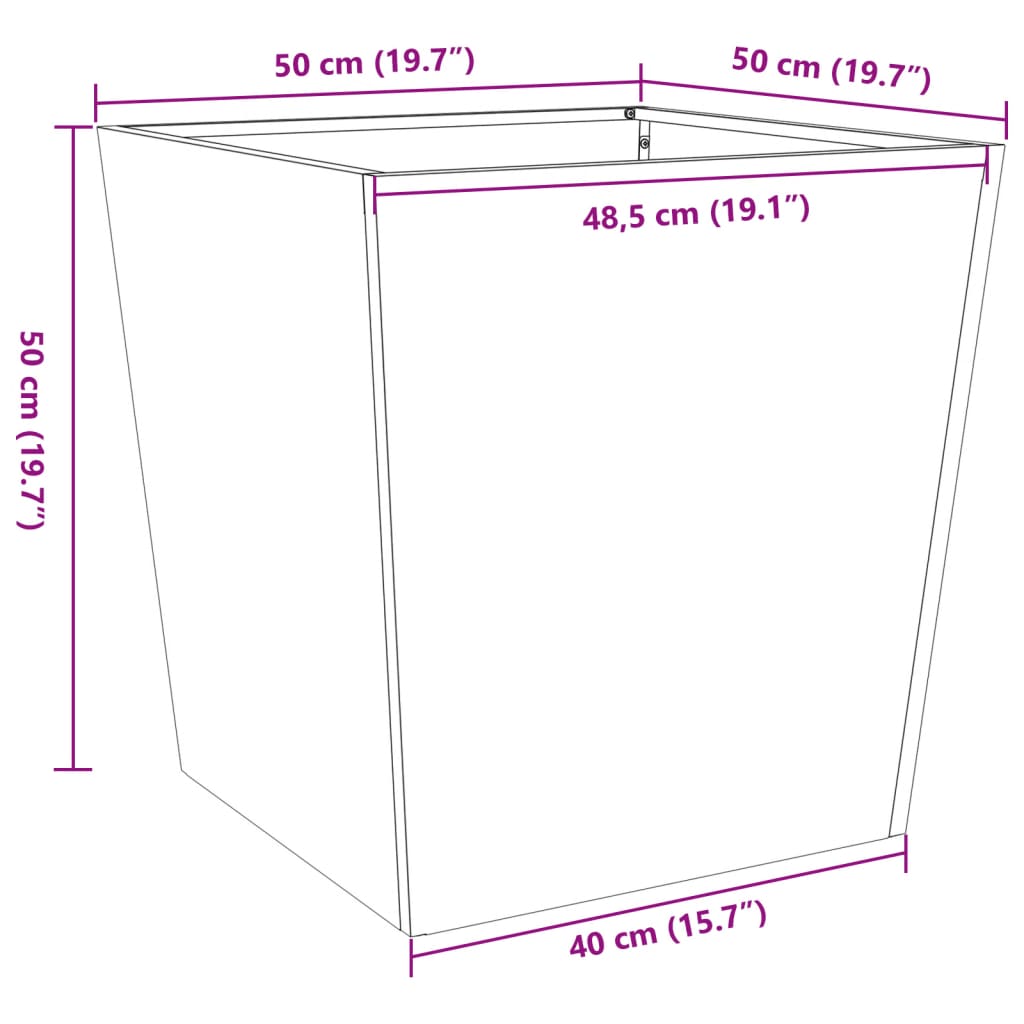 vidaXL Ζαρντινιέρα Κήπου 50x50x50 εκ. από Ανοξείδωτο Ατσάλι