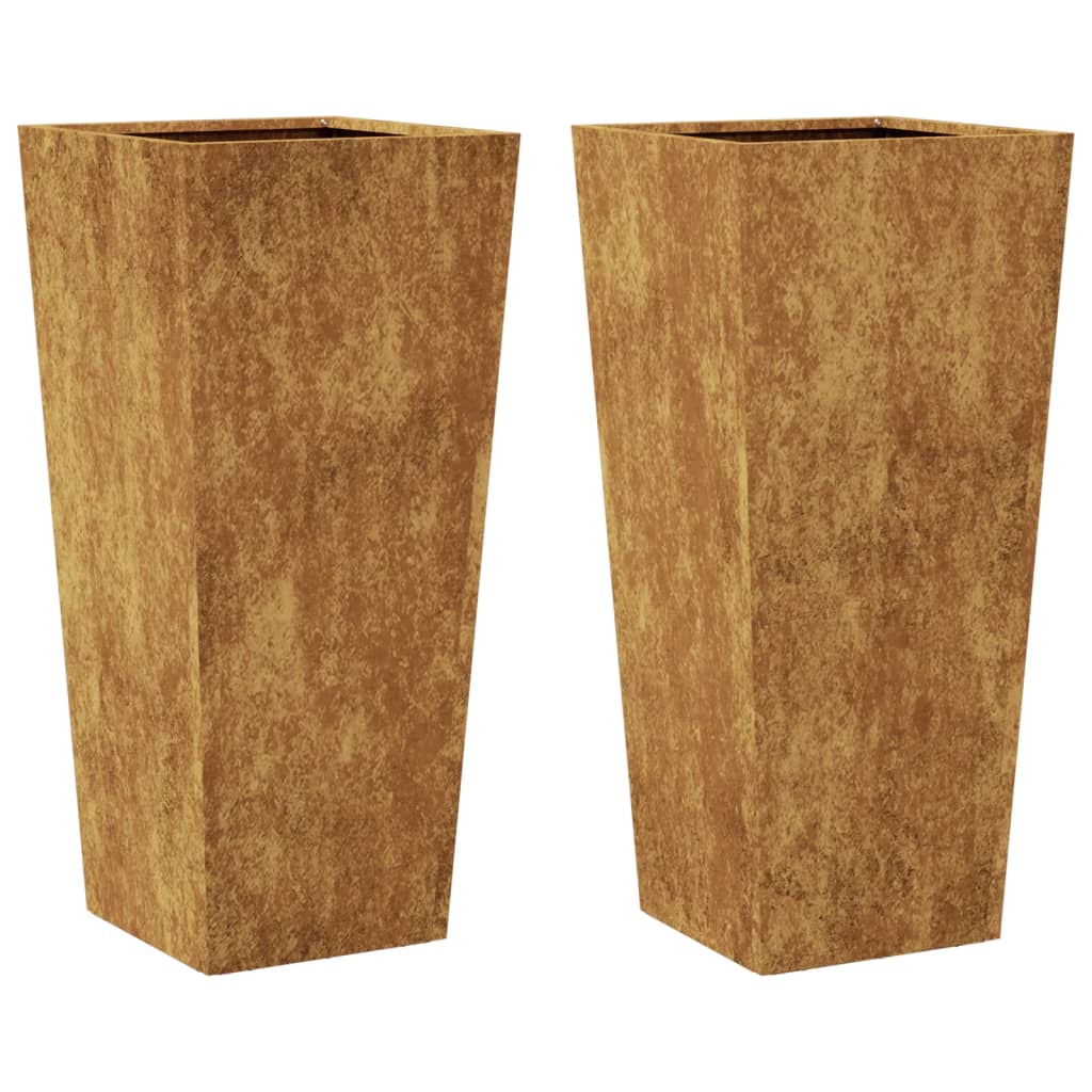 vidaXL Ζαρντινιέρες Κήπου 2τεμ. 35x35x75 εκ Ατσάλι Σκληρυθέν στον Αέρα
