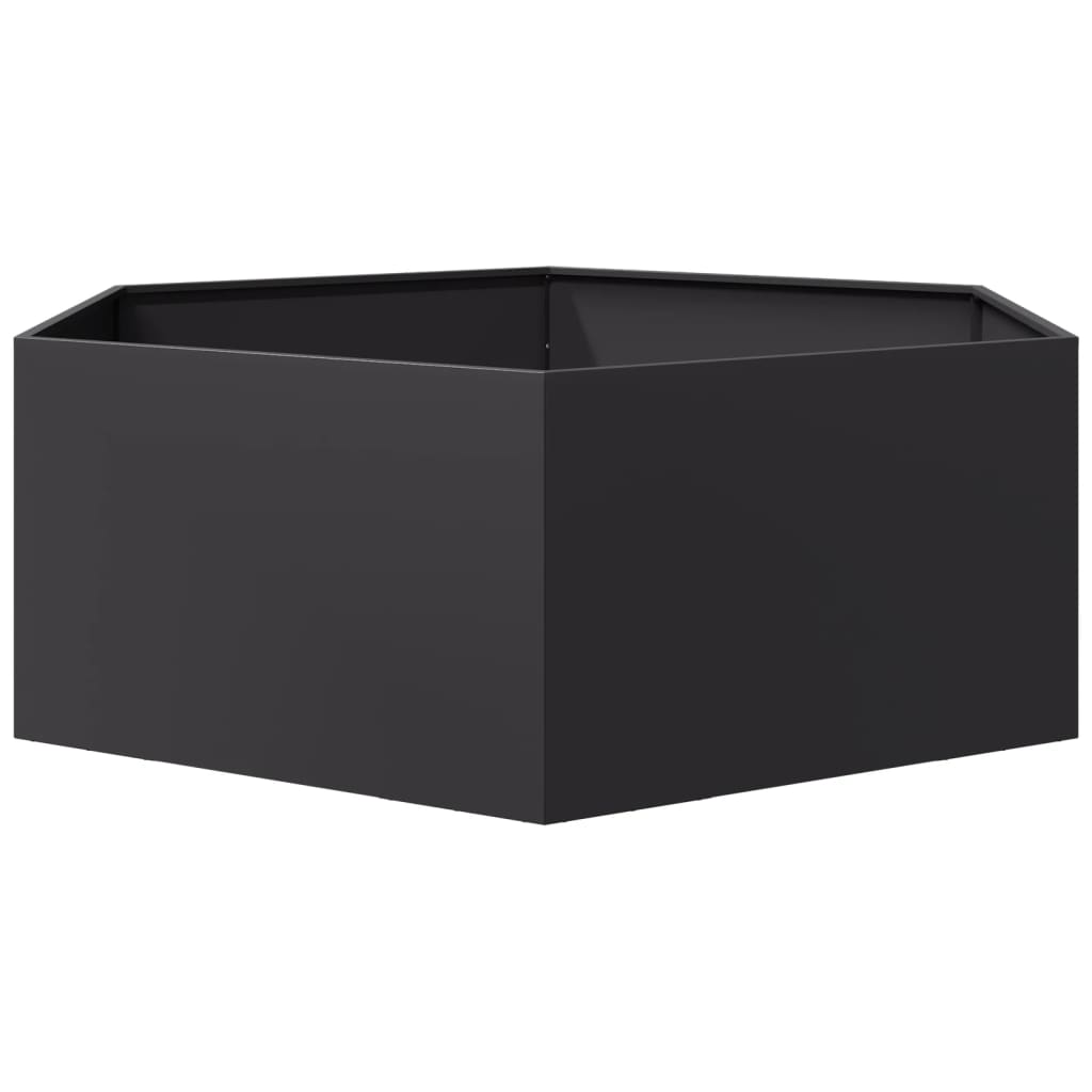 vidaXL Ζαρντινιέρα Κήπου Εξάγωνη Μαύρη 138x120x45 εκ. Ατσάλι
