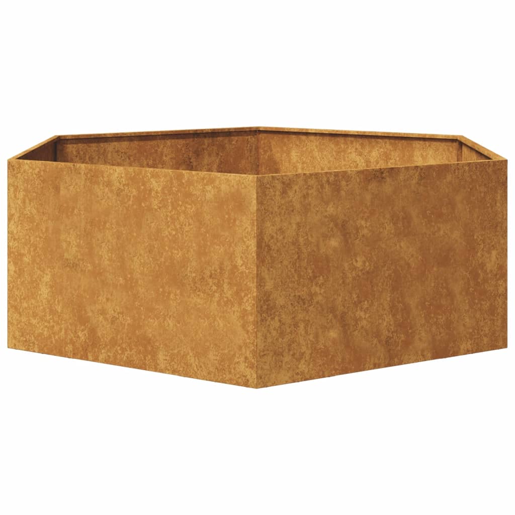 vidaXL Ζαρντινιέρα Κήπου Εξάγωνη 138x120x45 εκ. Χάλυβας καιρού
