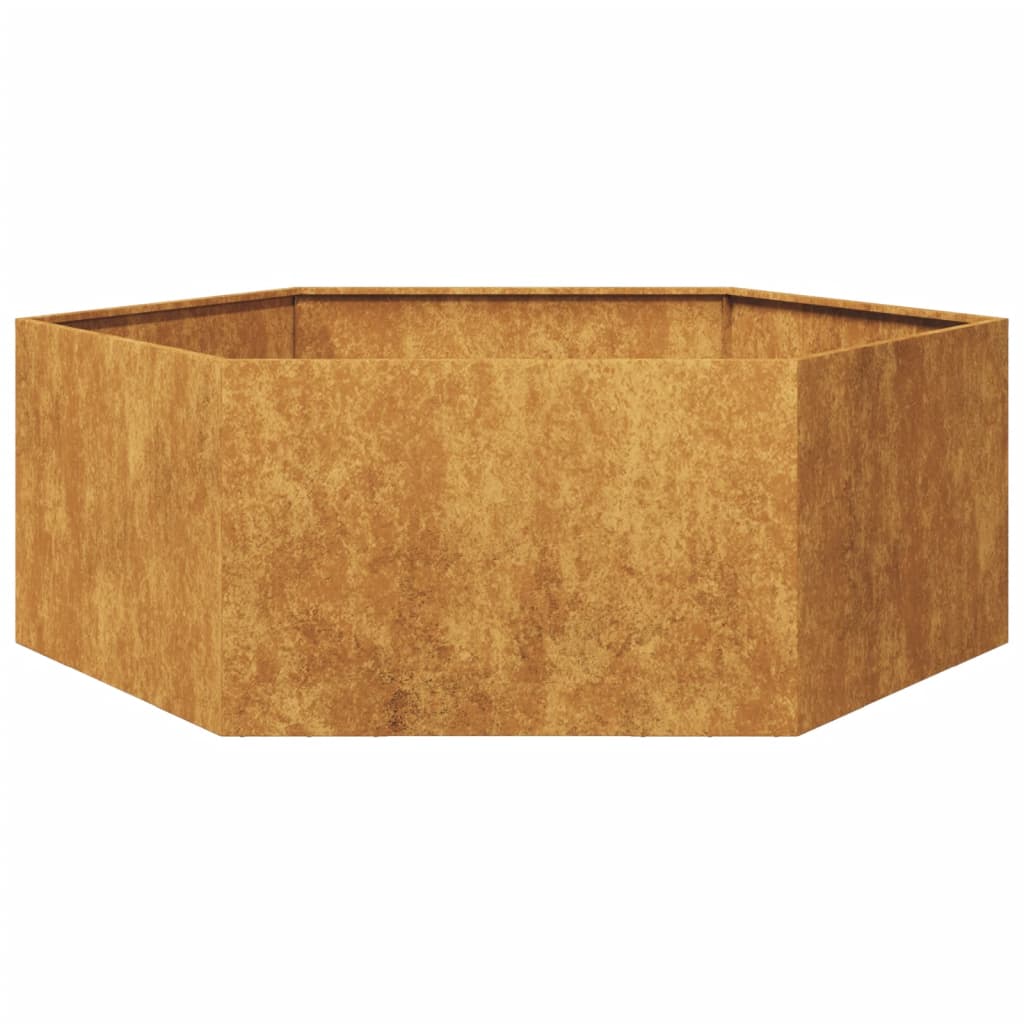 vidaXL Ζαρντινιέρα Κήπου Εξάγωνη 138x120x45 εκ. Χάλυβας καιρού