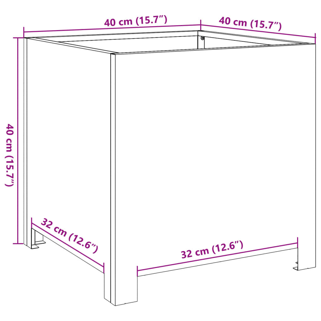 vidaXL Ζαρντινιέρα Κήπου Λαδί 40x40x40 εκ. από Ατσάλι
