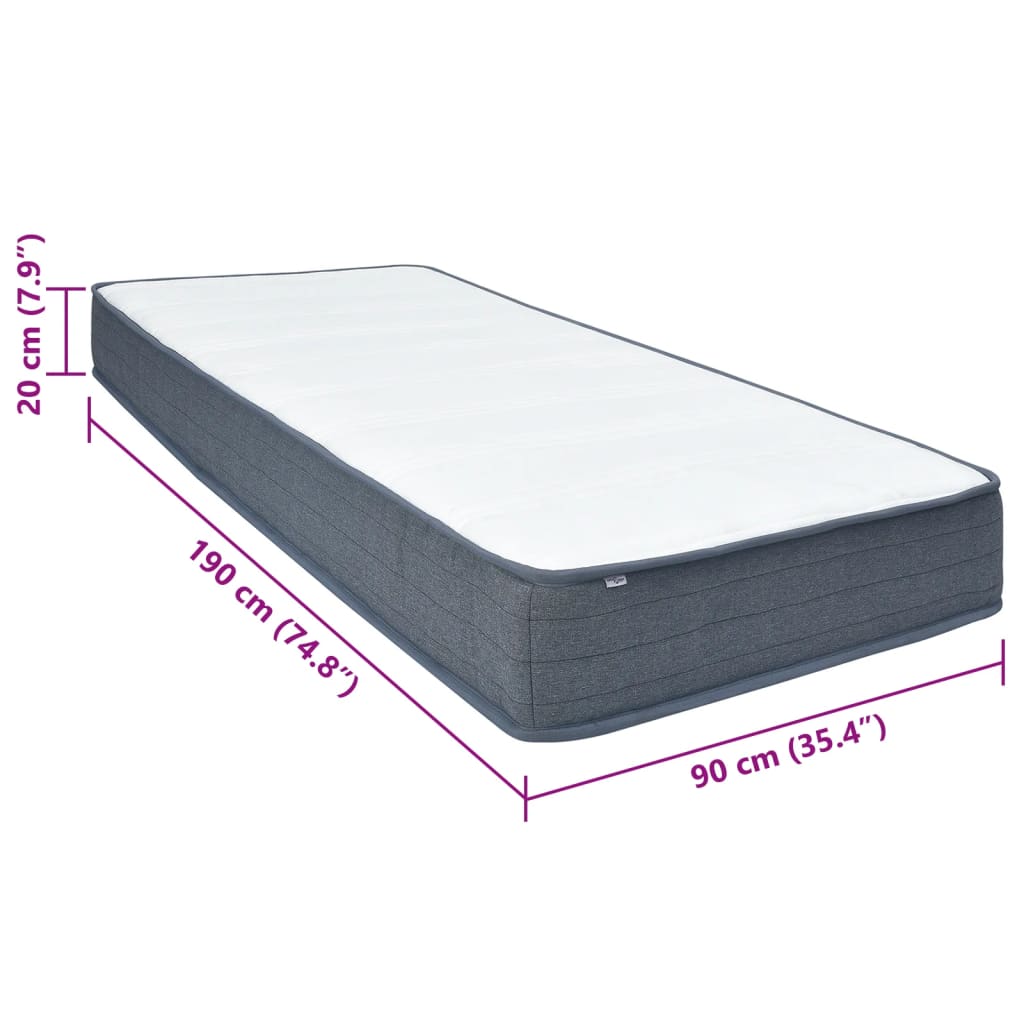 vidaXL Στρώμα Boxspring 190x90x20 εκ. μέτριας απαλότητας Υφασμάτινο