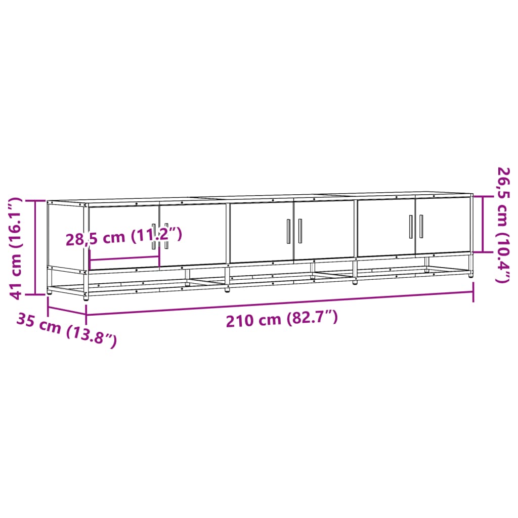 vidaXL Έπιπλο Τηλεόρασης Καπνιστή Δρυς 210x35x41 εκ. Επεξ. Ξύλο