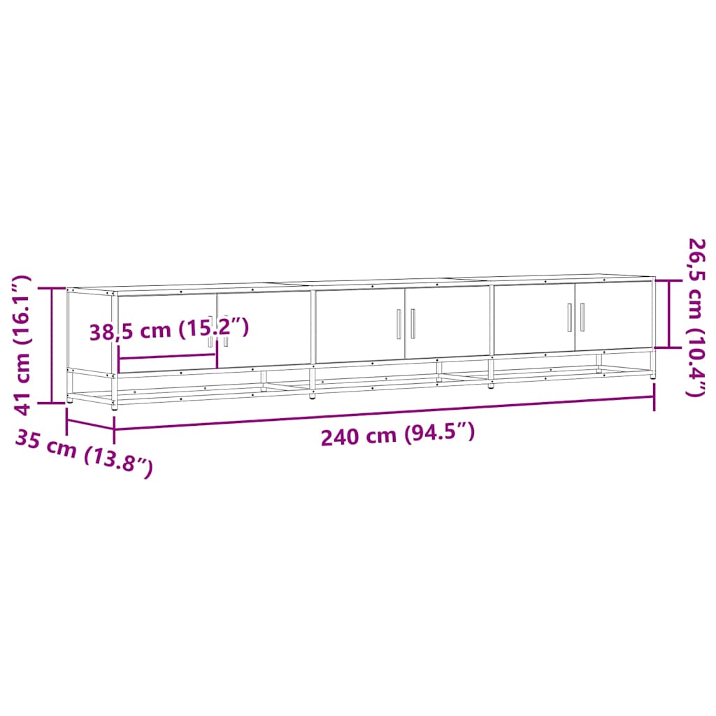 vidaXL Έπιπλο Τηλεόρασης Καπνιστή Δρυς 240x35x41 εκ. Επεξ. Ξύλο