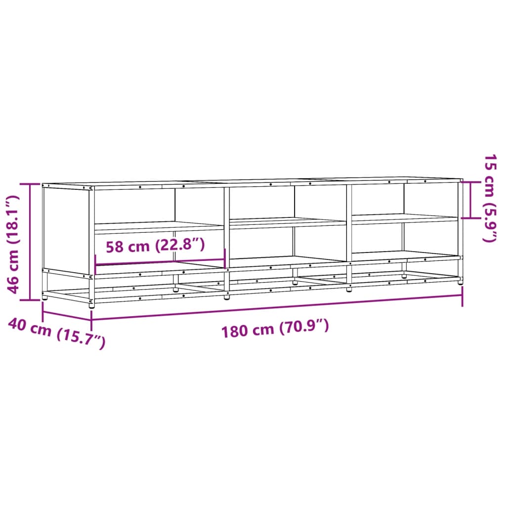vidaXL Έπιπλο Τηλεόρασης Γκρι Sonoma 180x40x46 εκ. Επεξεργ. Ξύλο
