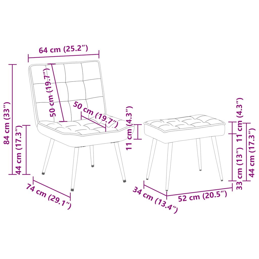 vidaXL Πολυθρόνα Relax Σκούρο Γκρι Βελούδινη με Σκαμπό