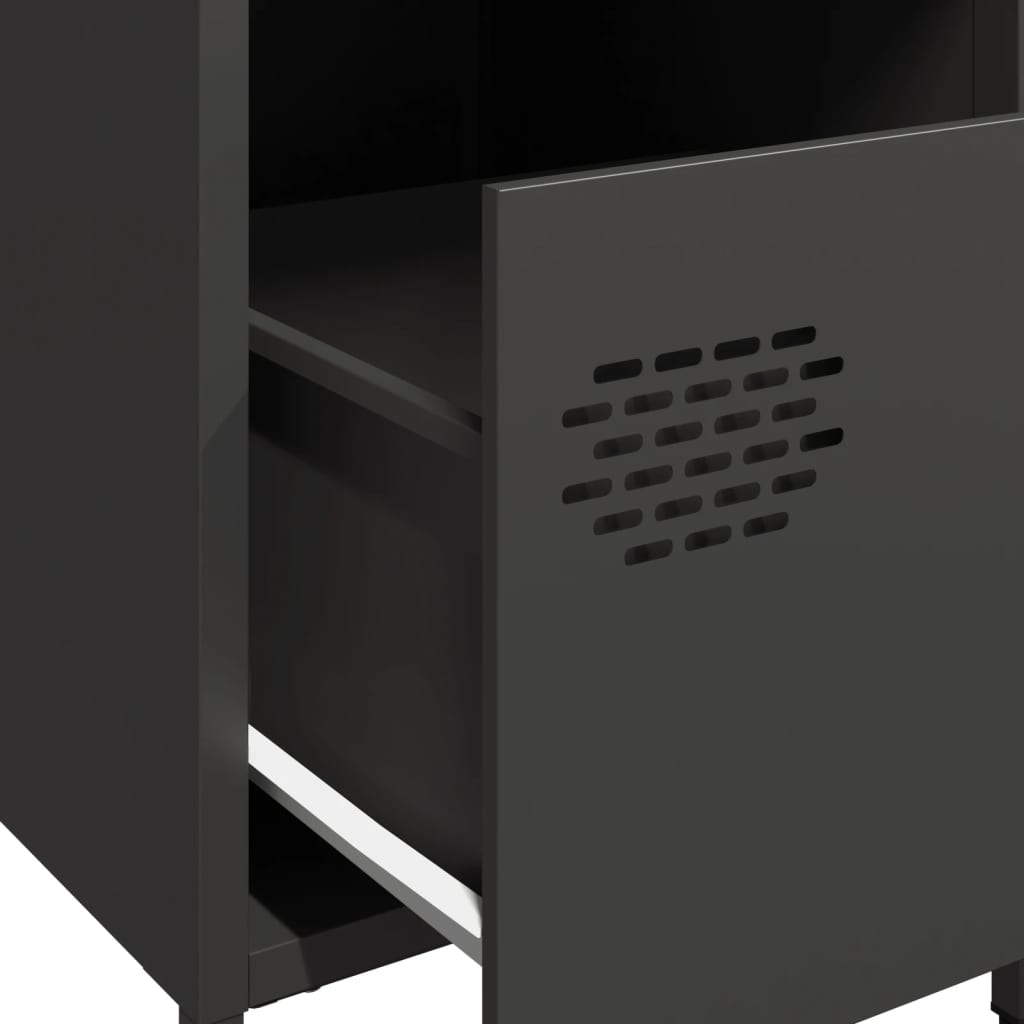 vidaXL Κομοδίνα 2 τεμ. Μαύρο 35x39x43,5 εκ. από Χάλυβα
