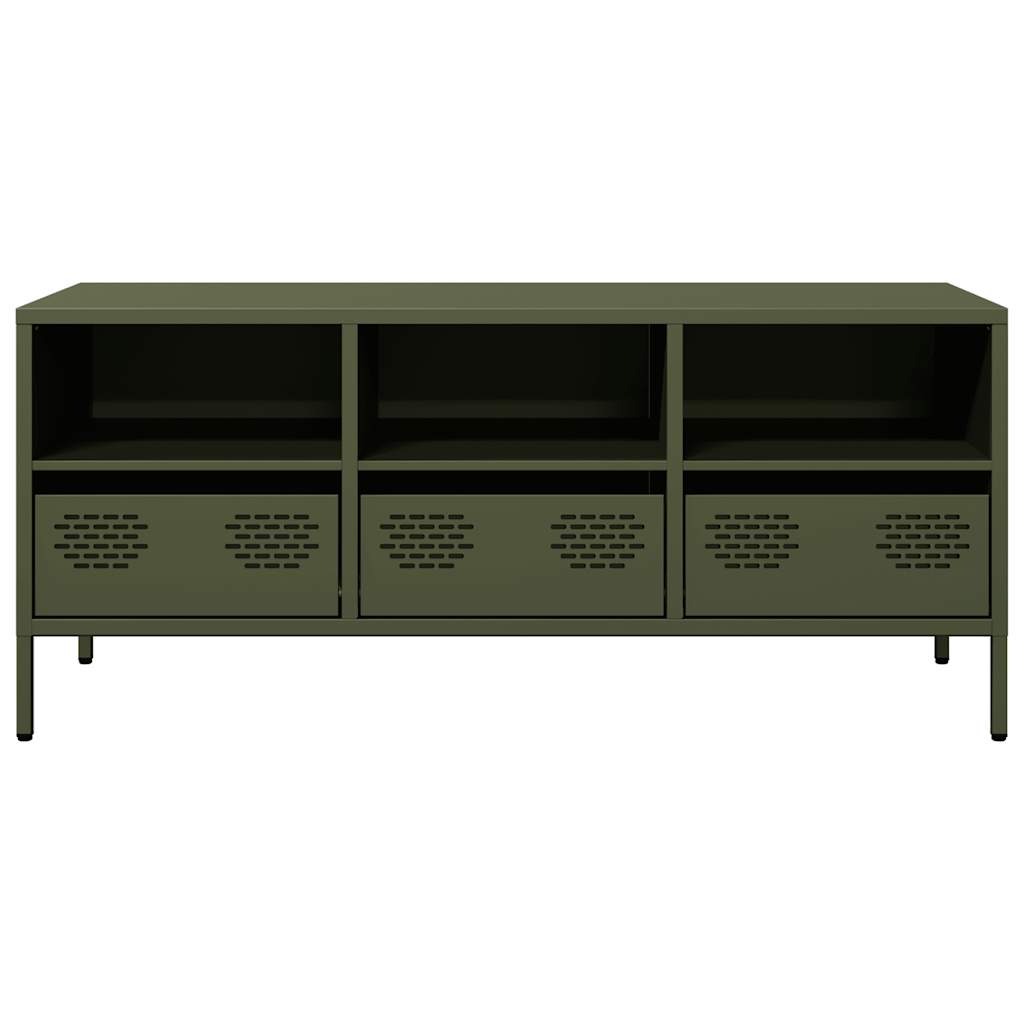 vidaXL Έπιπλο Τηλεόρασης Λαδί 101,5x39x43,5 εκ. Ατσάλι Ψυχρής Έλασης