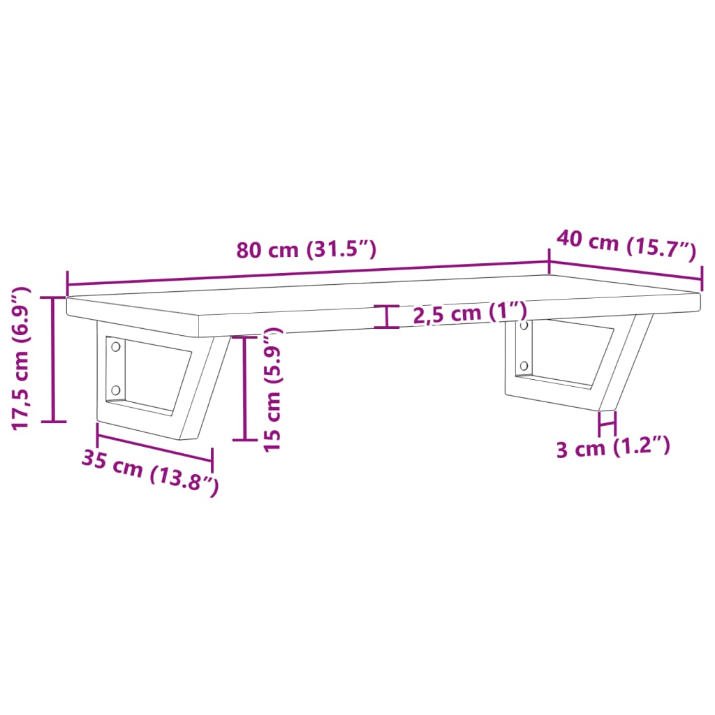 vidaXL Ράφι Νιπτήρα Τοίχου από Ατσάλι / Μασίφ Ξύλο Δρυός