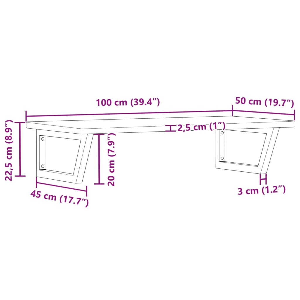 vidaXL Ράφι Νιπτήρα Τοίχου από Ατσάλι / Μασίφ Ξύλο Δρυός