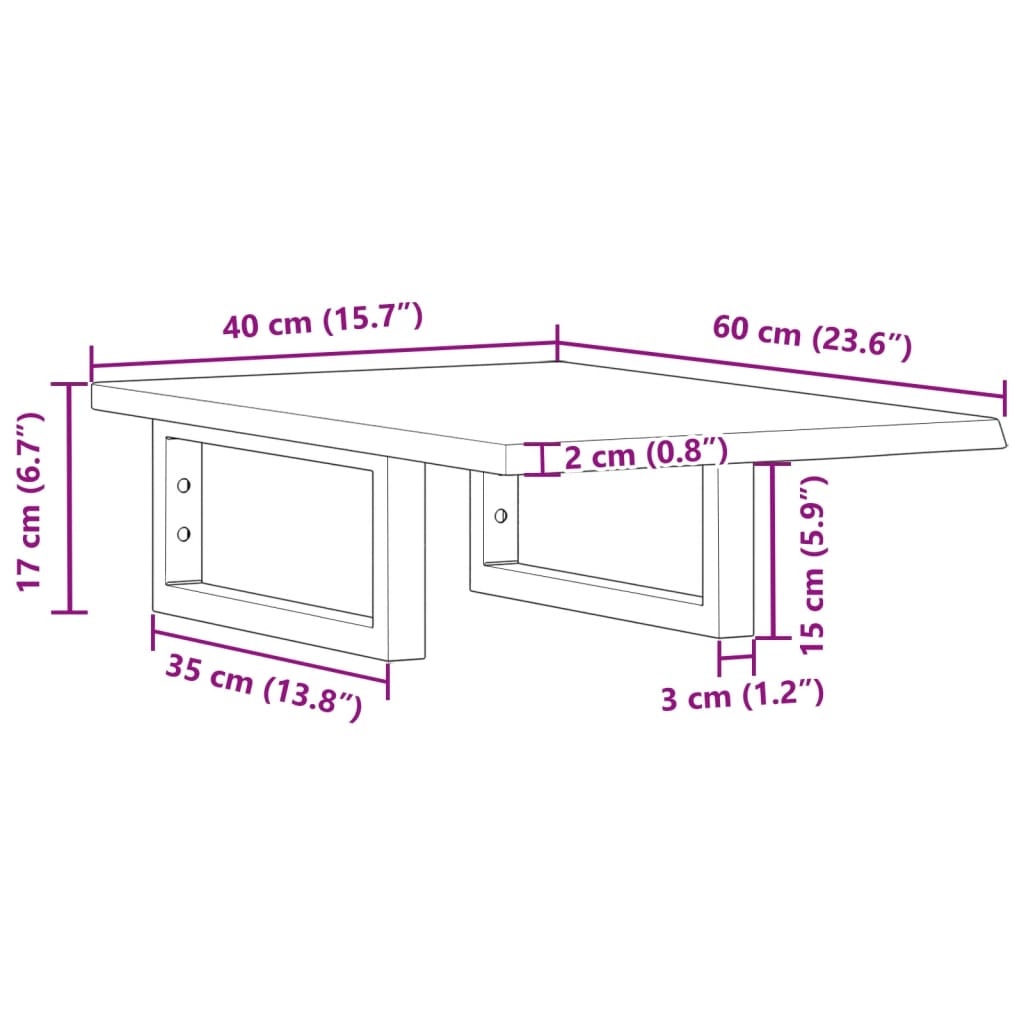 vidaXL Ράφι Νιπτήρα Τοίχου από Ατσάλι / Μασίφ Ξύλο Δρυός