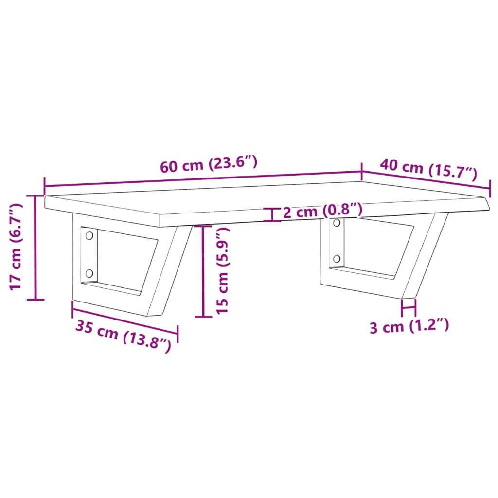 vidaXL Ράφι Νιπτήρα Τοίχου από Ατσάλι / Μασίφ Ξύλο Δρυός