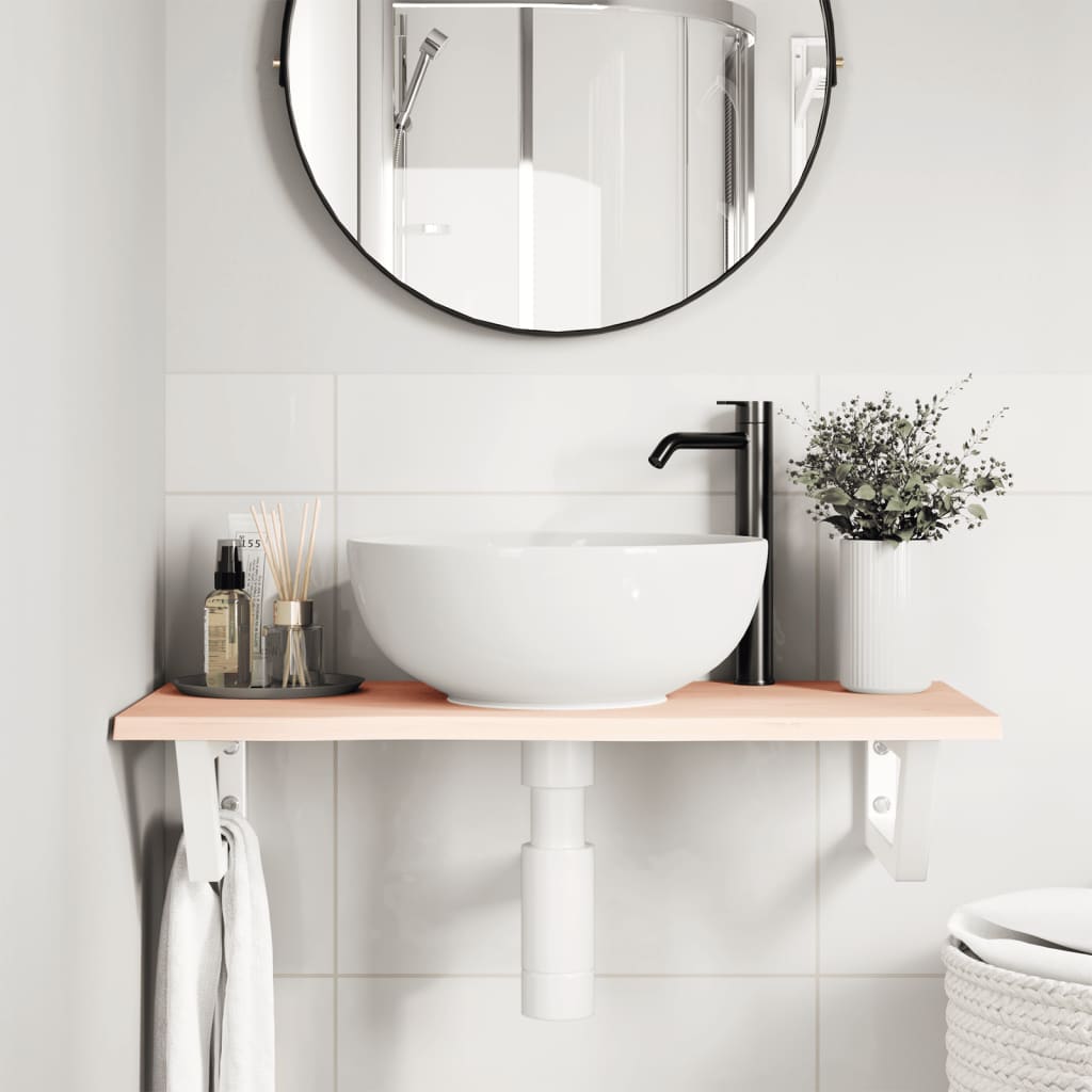 vidaXL Ράφι Νιπτήρα Τοίχου από Ατσάλι / Μασίφ Ξύλο Δρυός