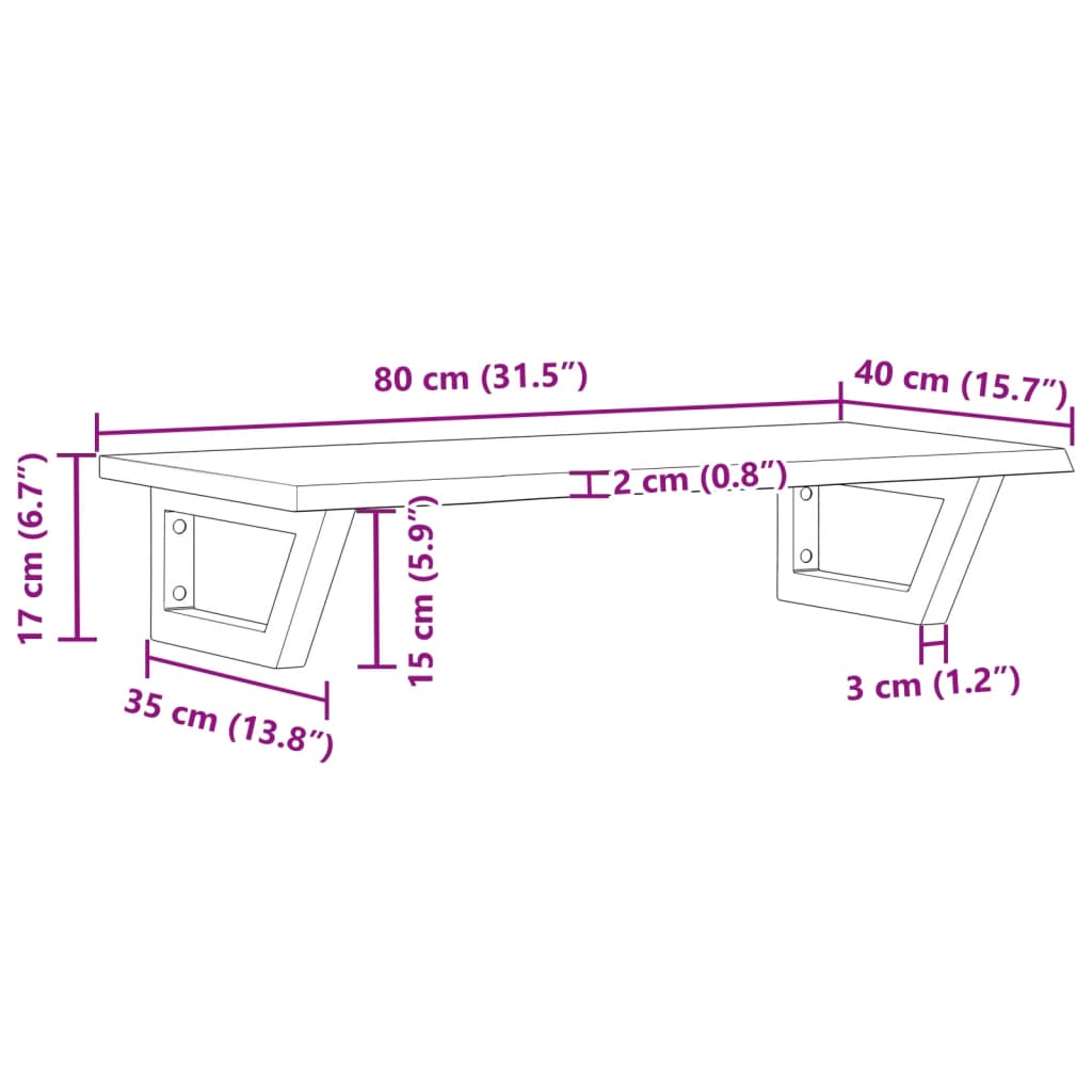 vidaXL Ράφι Νιπτήρα Τοίχου από Ατσάλι / Μασίφ Ξύλο Δρυός