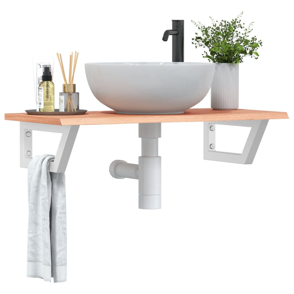vidaXL Ράφι Νιπτήρα Τοίχου από Ατσάλι / Μασίφ Ξύλο Δρυός