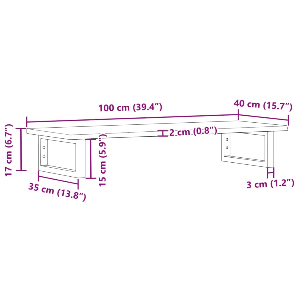 vidaXL Ράφι Νιπτήρα Τοίχου από Ατσάλι / Μασίφ Ξύλο Δρυός