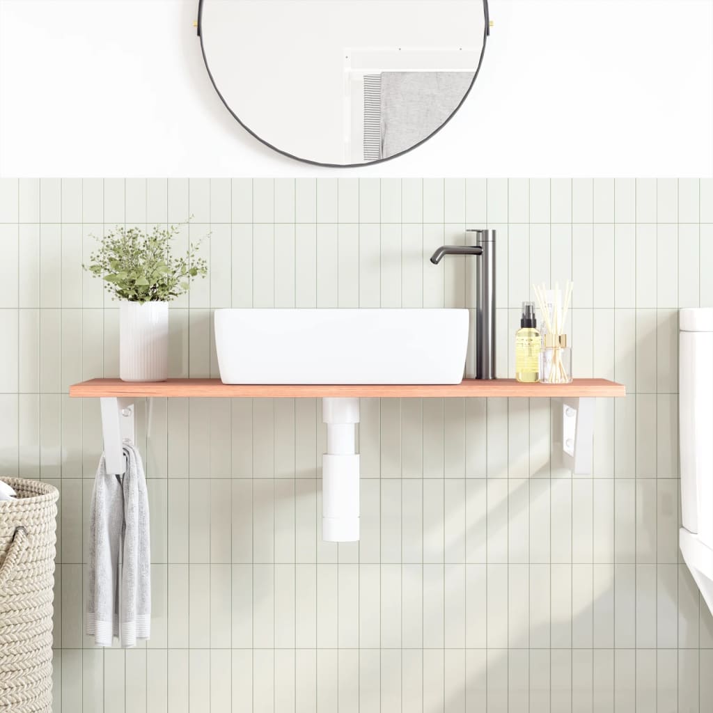 vidaXL Ράφι Νιπτήρα Τοίχου από Ατσάλι / Μασίφ Ξύλο Δρυός