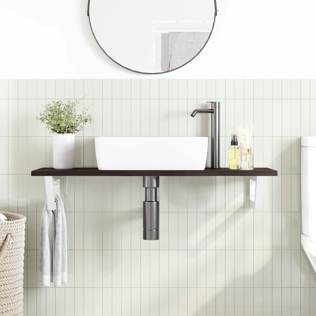 vidaXL Ράφι Νιπτήρα Τοίχου από Ατσάλι / Μασίφ Ξύλο Δρυός