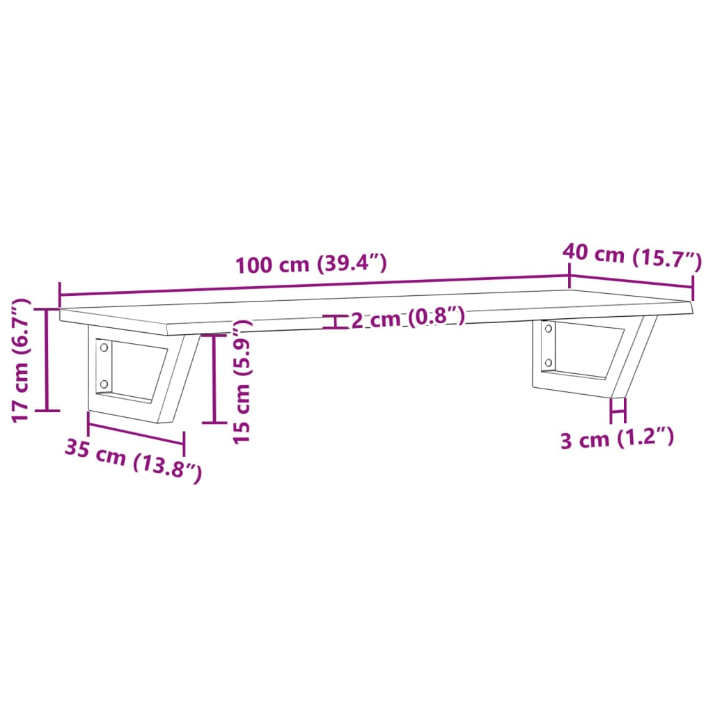 vidaXL Ράφι Νιπτήρα Τοίχου από Ατσάλι / Μασίφ Ξύλο Δρυός