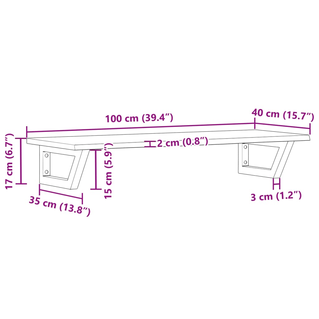 vidaXL Ράφι Νιπτήρα Τοίχου από Ατσάλι / Μασίφ Ξύλο Δρυός