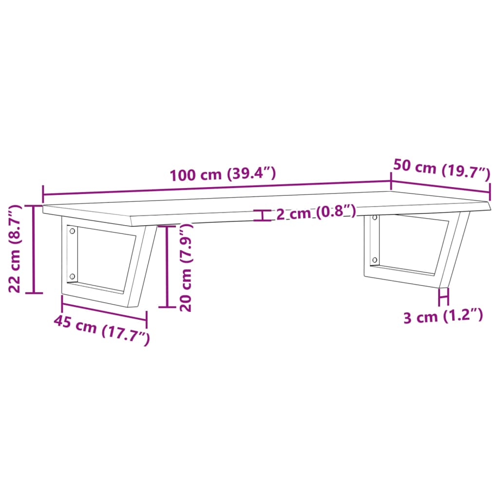 vidaXL Ράφι Νιπτήρα Τοίχου από Ατσάλι / Μασίφ Ξύλο Δρυός