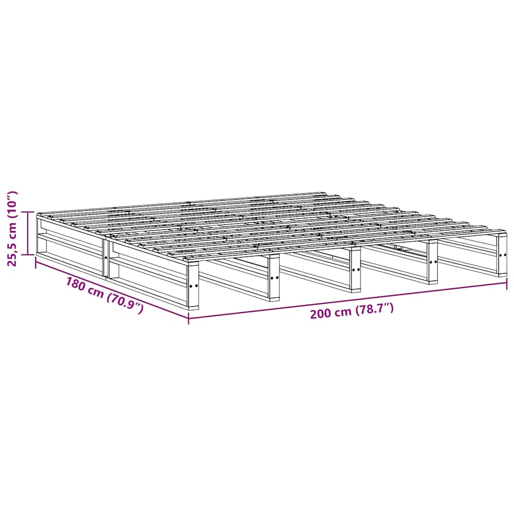 vidaXL Σκελετός Κρεβ. Χωρίς Στρώμα Λευκό 200x200 εκ Μασίφ Πεύκο