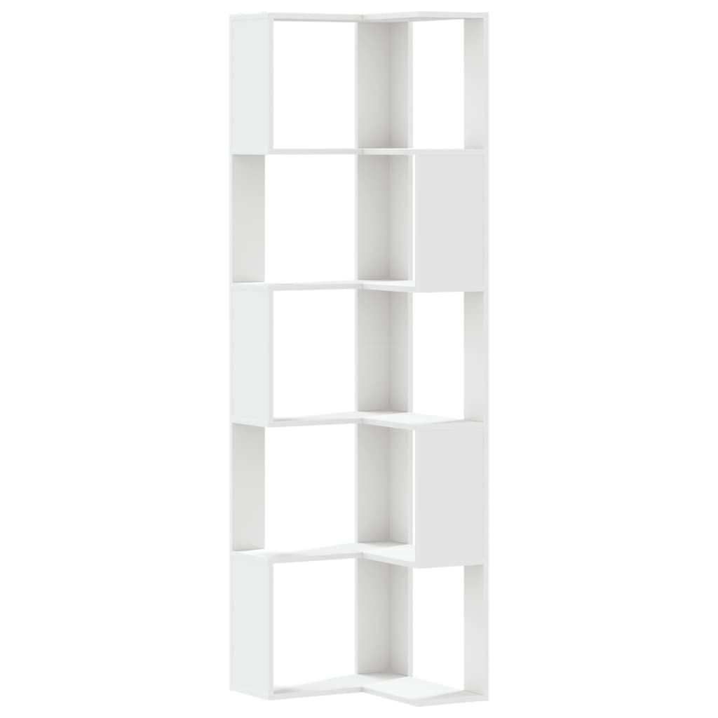 vidaXL Βιβλιοθήκη Γωνιακή 5 Επ. Λευκή 50x50x179εκ Επεξ. Ξύλο