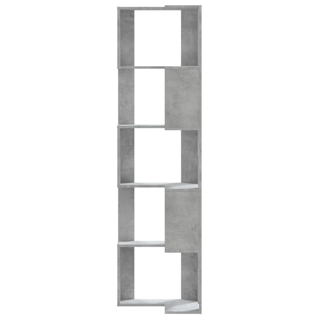 vidaXL Βιβλιοθήκη Γωνιακή 5 Επ. Γκρι Σκυροδέμ. 50x50x179 εκ Επεξ. Ξύλο