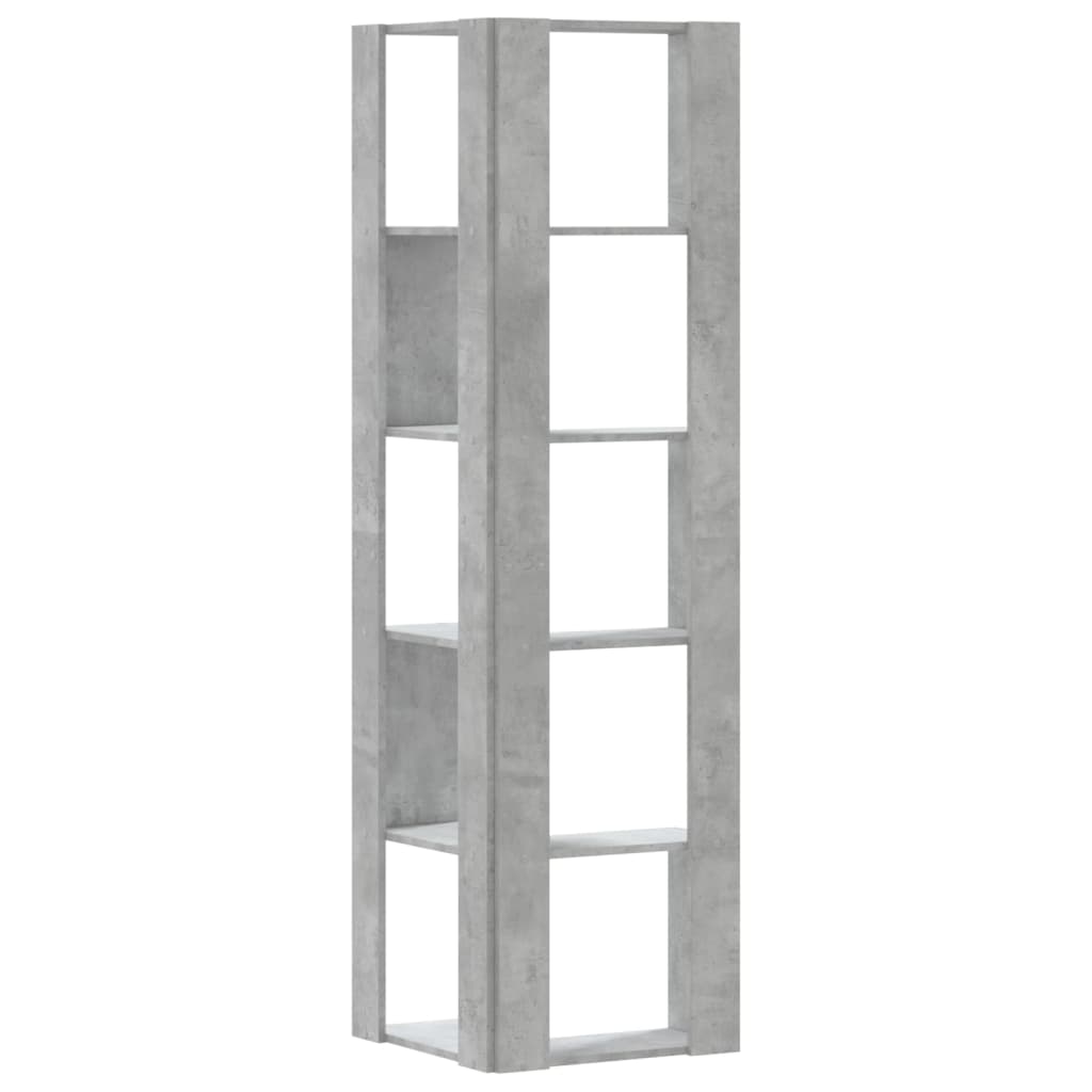 vidaXL Βιβλιοθήκη Γωνιακή 5 Επ. Γκρι Σκυροδέμ. 50x50x179 εκ Επεξ. Ξύλο