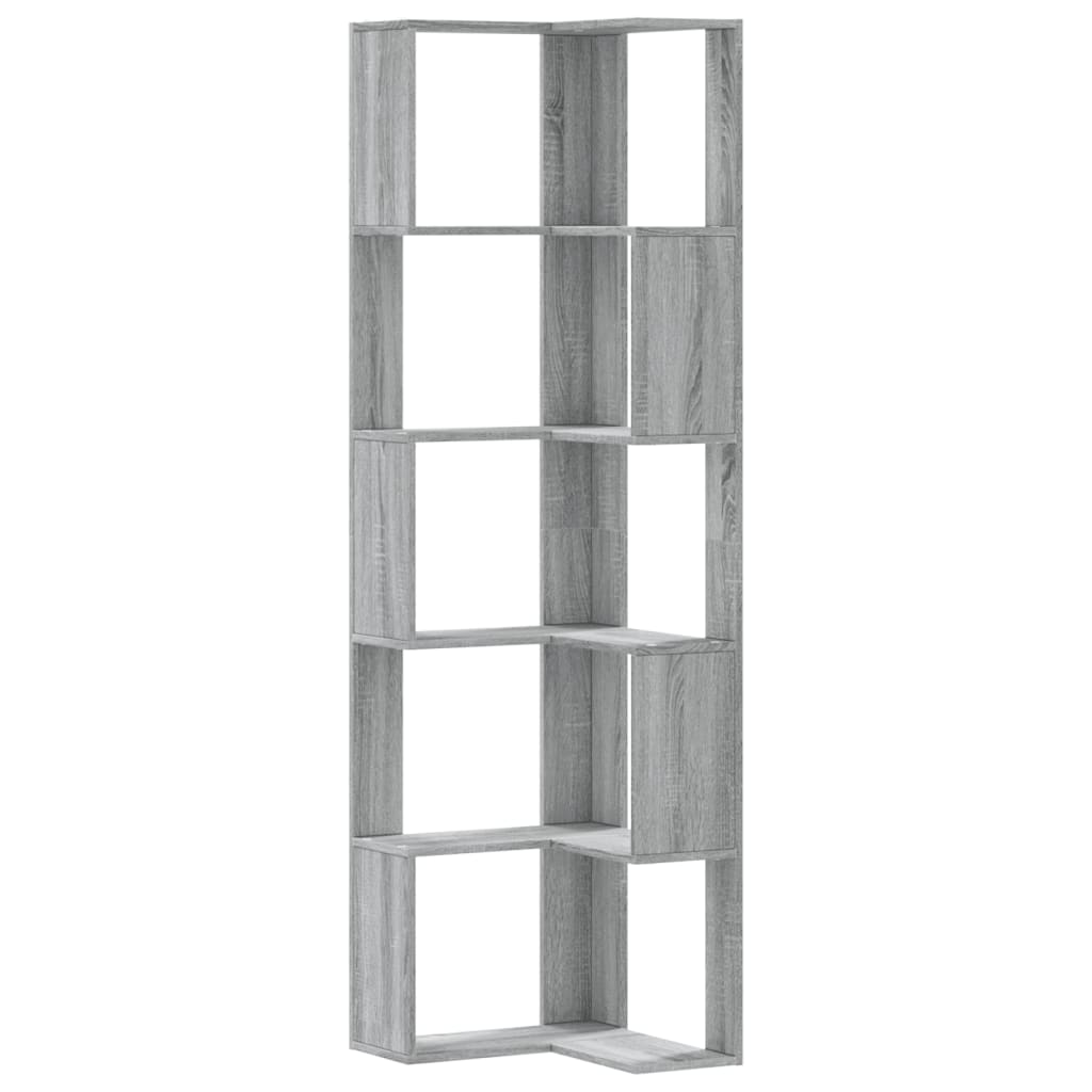 vidaXL Βιβλιοθήκη Γωνιακή 5 Επ. Γκρι Sonoma 50x50x179 εκ Επεξ. Ξύλο