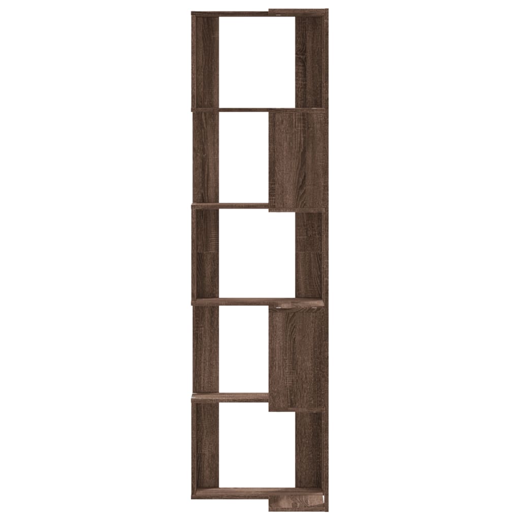 vidaXL Βιβλιοθήκη Γωνιακή 5 Επ. Καφέ Δρυς 50x50x179 εκ Επεξ. Ξύλο