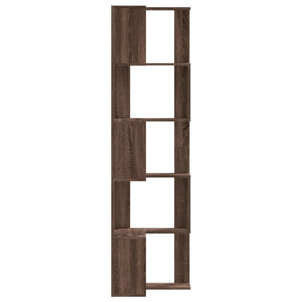 vidaXL Βιβλιοθήκη Γωνιακή 5 Επ. Καφέ Δρυς 50x50x179 εκ Επεξ. Ξύλο