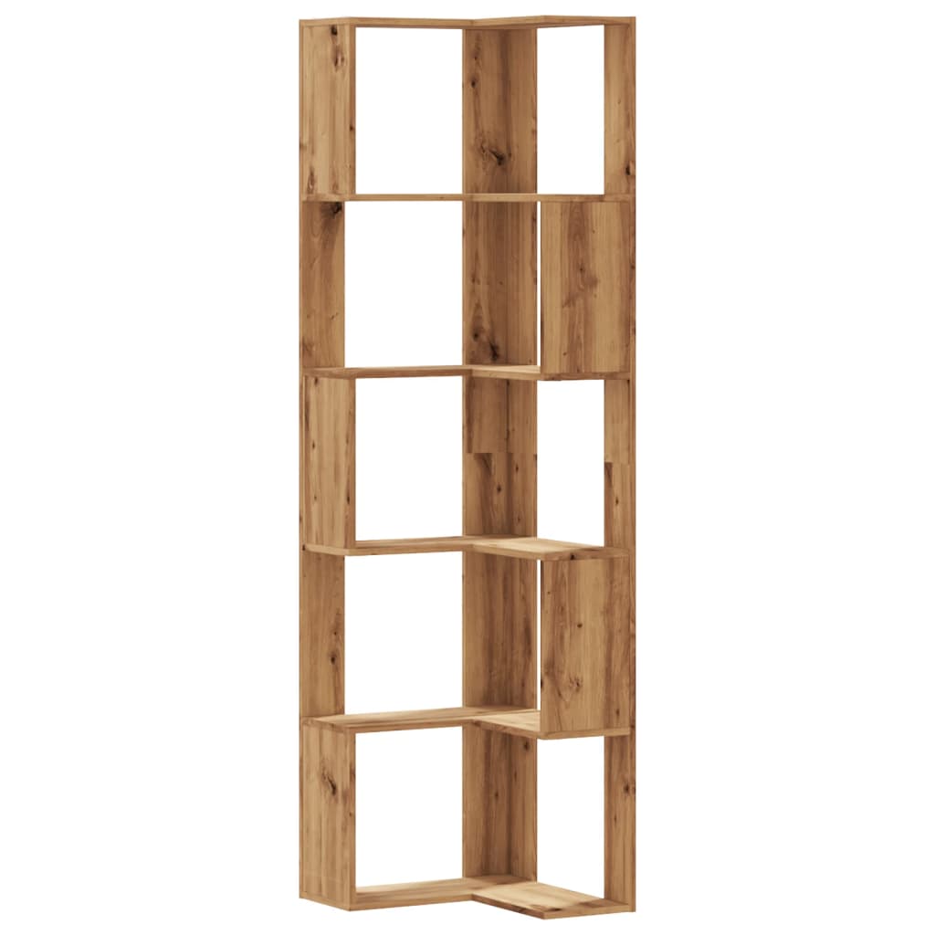 vidaXL Βιβλιοθήκη Γωνιακή 5 Επ. Αρτισιανή Δρυς 50x50x179 εκ Επεξ. Ξύλο