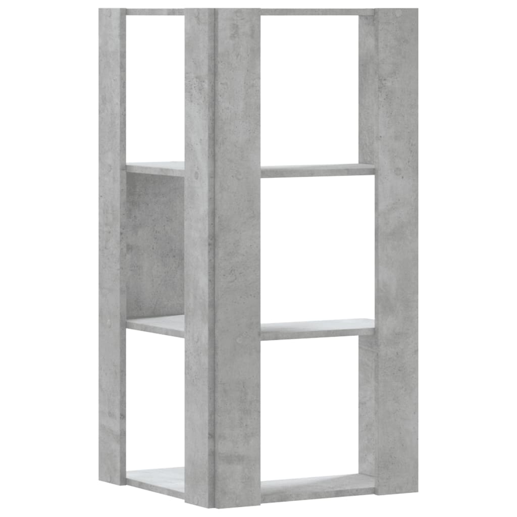 vidaXL Βιβλιοθήκη Γωνιακή 3 Επ. Γκρι Σκυροδέμ. 50x50x102εκ Επεξ. Ξύλο