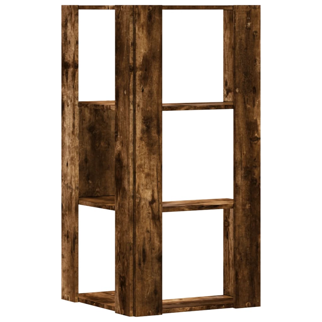 vidaXL Βιβλιοθήκη Γωνιακή 3 Επ. Καπνιστή Δρυς 50x50x102εκ Επεξ. Ξύλο