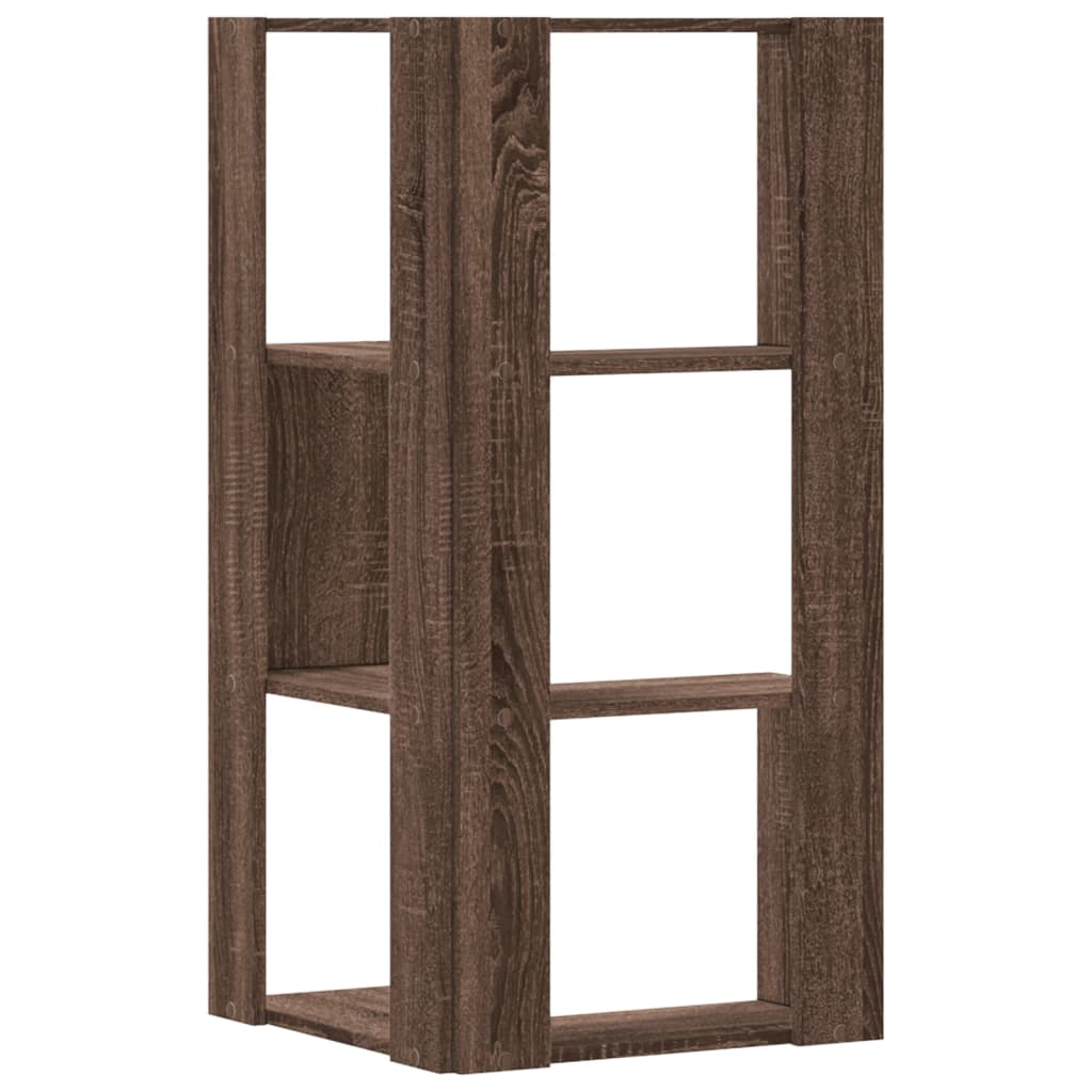 vidaXL Βιβλιοθήκη Γωνιακή 3 Επ. Καφέ Δρυς 50x50x102εκ Επεξ. Ξύλο