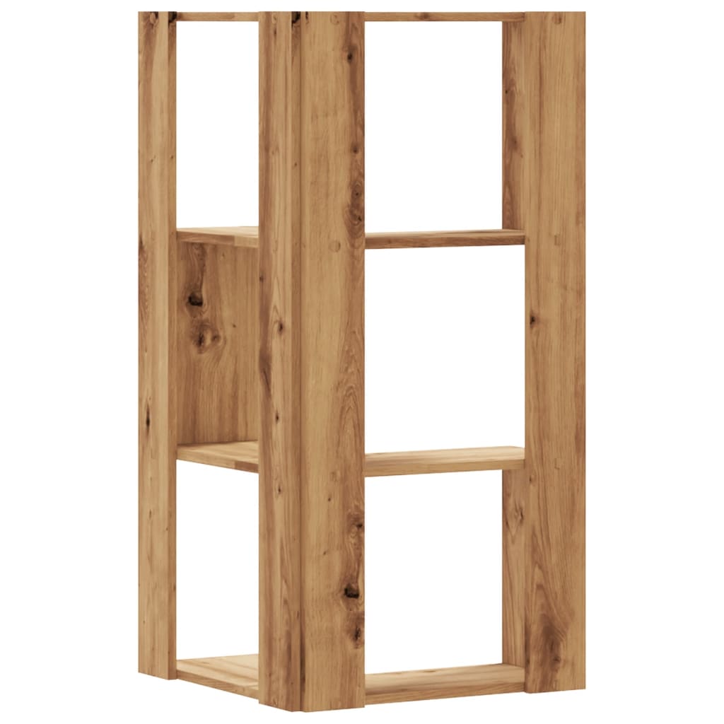 vidaXL Βιβλιοθήκη Γωνιακή 3 Επ. Αρτισιανή Δρυς 50x50x102εκ Επεξ. Ξύλο