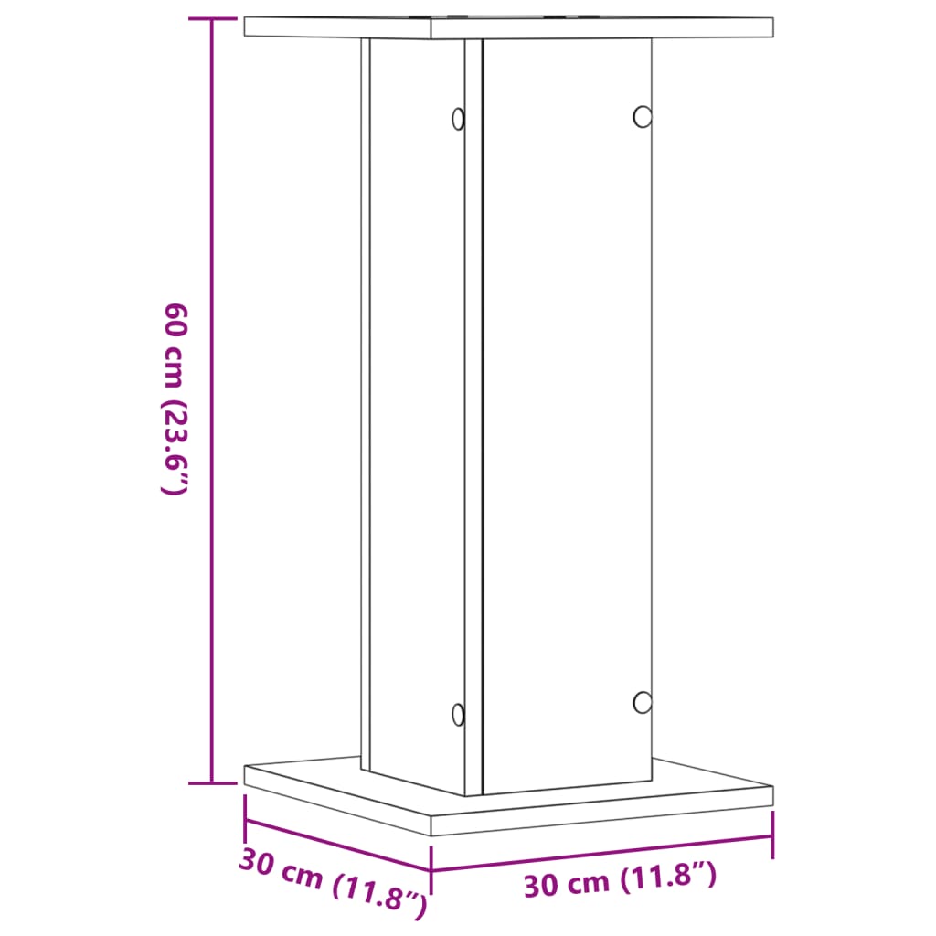 vidaXL Βάσεις Ηχείων 2 Τεμ. Γκρι Σκυρ. 30x30x60 εκ. Επεξ. Ξύλο