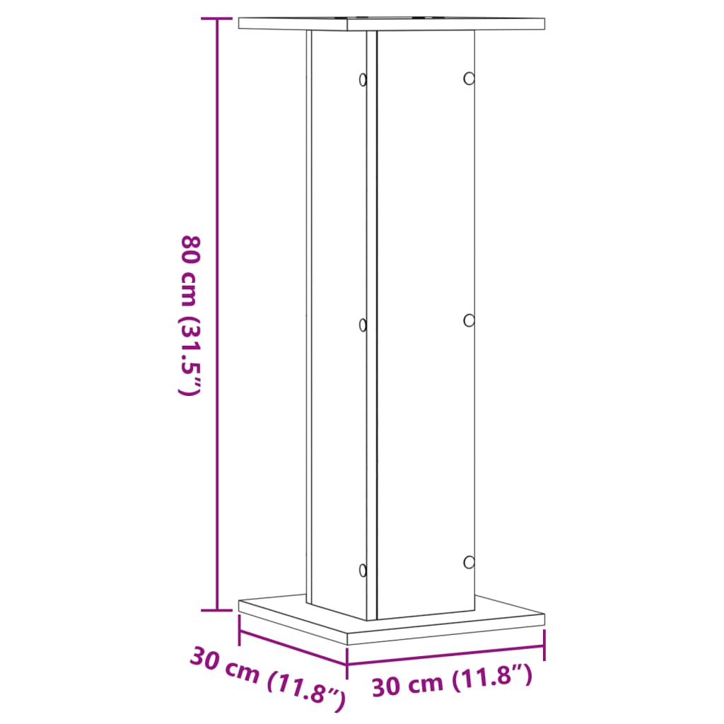 vidaXL Βάσεις Ηχείων 2 τεμ. Αρτισιανή Δρυς 30x30x80 εκ. Επεξ. Ξύλο