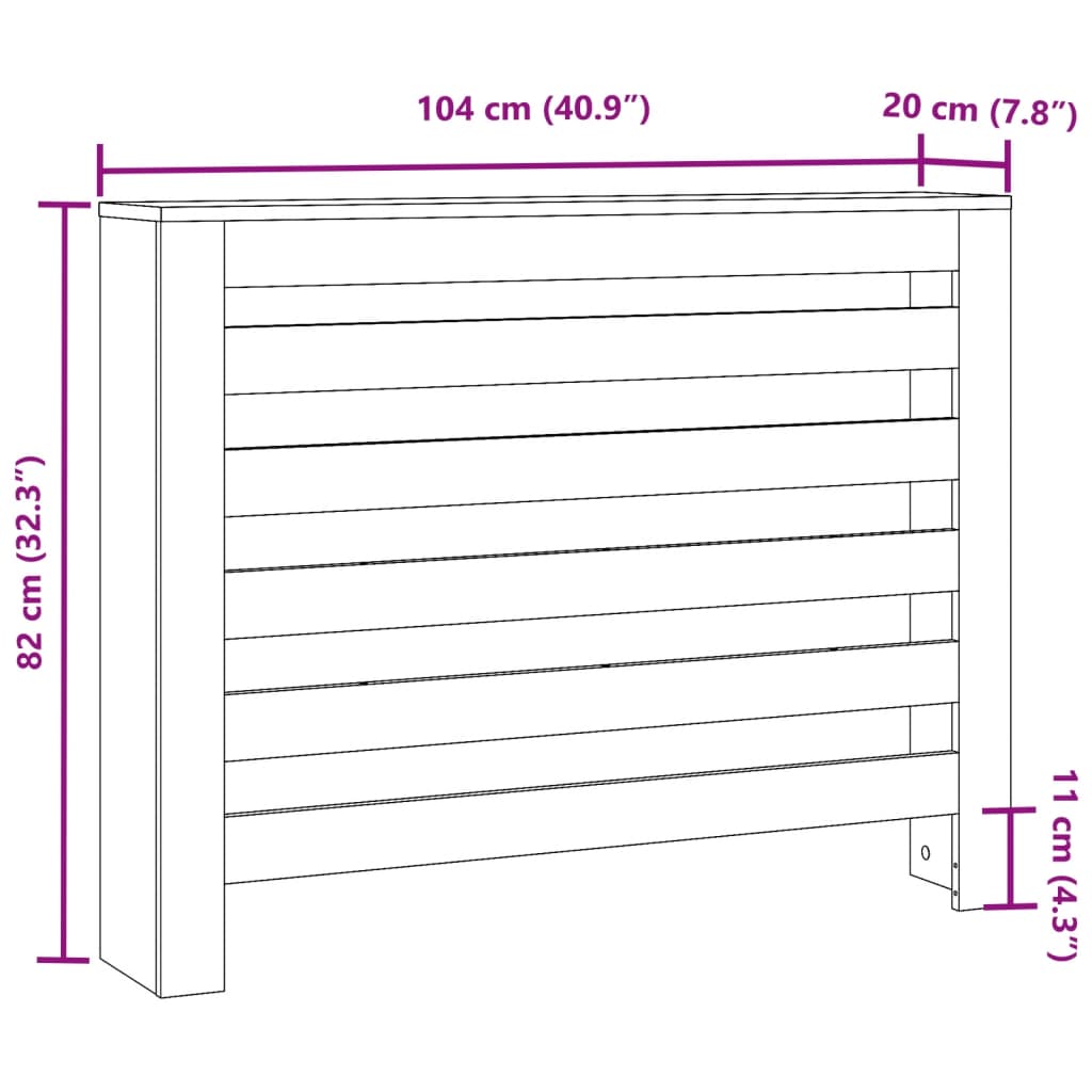 vidaXL Κάλυμμα Καλοριφέρ Sonoma Δρυς 104x20x82 εκ. Επεξεργασμένο Ξύλο
