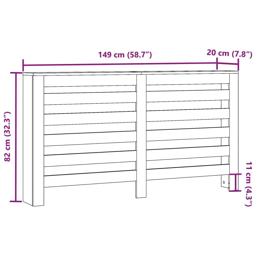 vidaXL Κάλυμμα Καλοριφέρ Sonoma Δρυς 149x20x82 εκ. Επεξεργασμένο Ξύλο