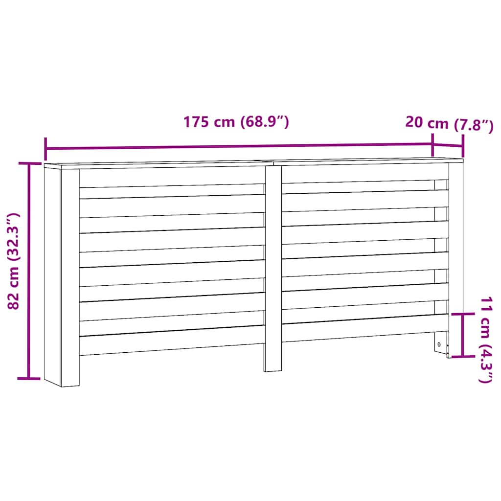 vidaXL Κάλυμμα Καλοριφέρ Μαύρο 175x20x82 εκ. από Επεξεργασμένο Ξύλο