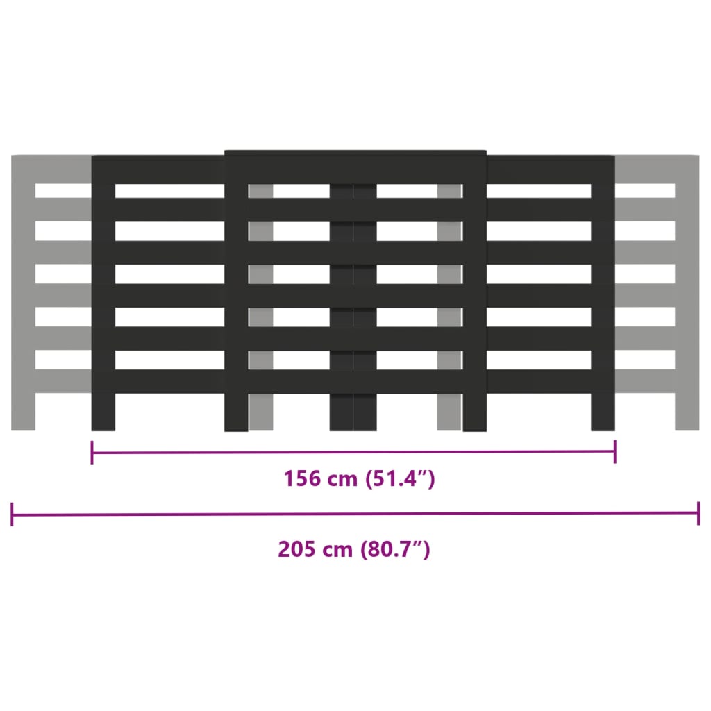 vidaXL Κάλυμμα Καλοριφέρ Μαύρο 205x21,5x83,5εκ. από Επεξεργασμένο Ξύλο